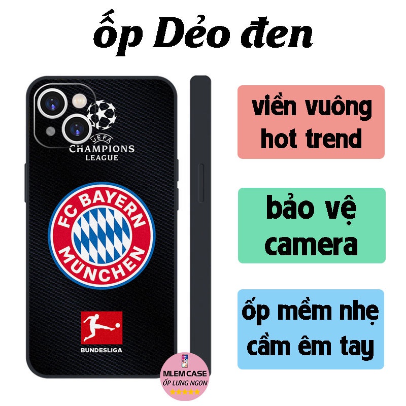 🔥 Ốp Dẻo Cạnh Vuông Logo BAYERN MUNICH Champion League iphone 6s 6 7 8 Plus X Xr Xs Max 11 12 13 14 Pro Max FOOTBALL069