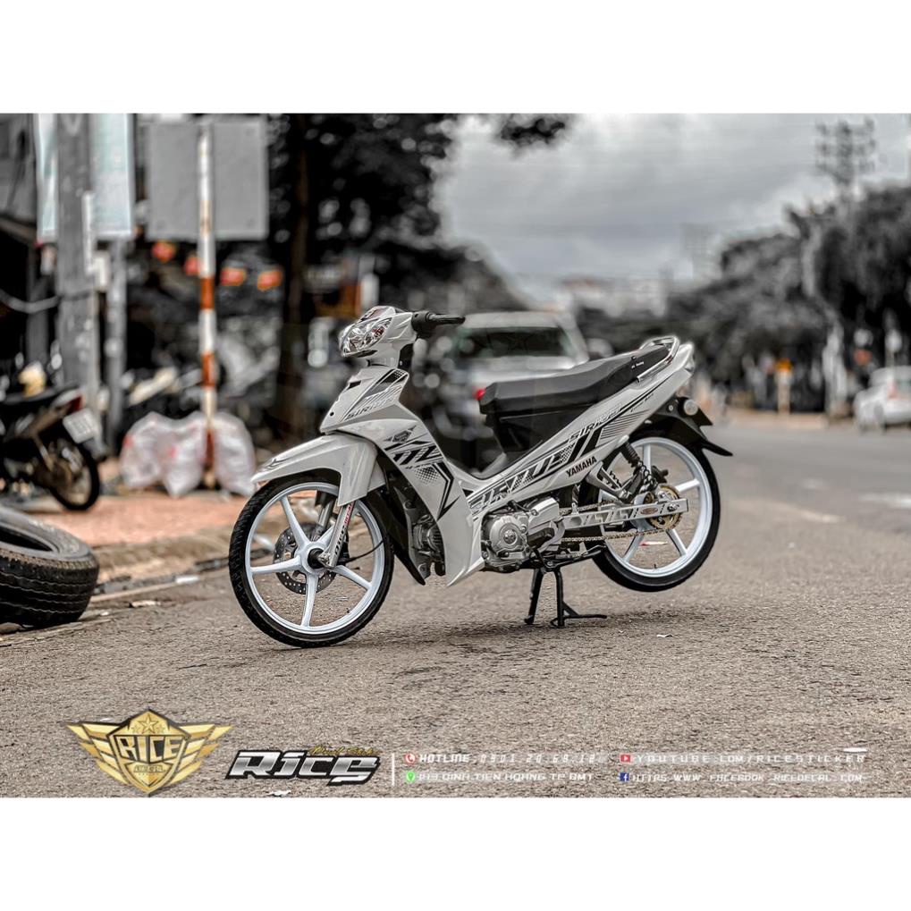 Bi Decal TEM RỜI mẫu sọc đen cho Sirius xăng cơ trắng