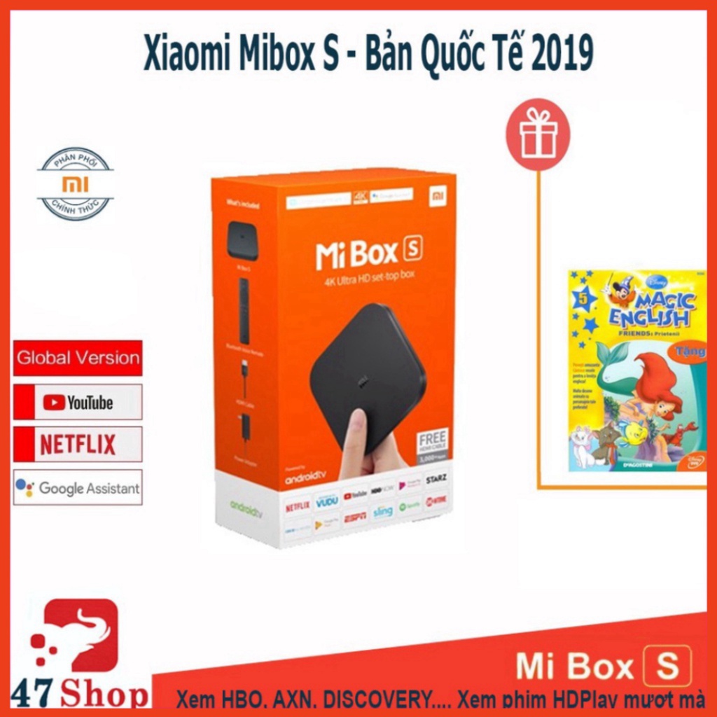 Android Tivi Box Xiaomi Mibox S 4K 2019 Bản Quốc Tế Tiếng Việt tìm kiếm giọng nói - phân phối chính hãng - ngày hội siêu