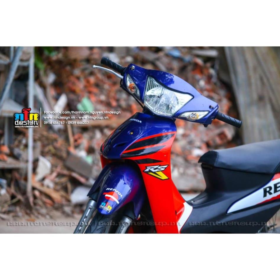 Bi Decal Tem Rời Dán Xe Wave A 100 Mẫu Repsol Cam Xanh