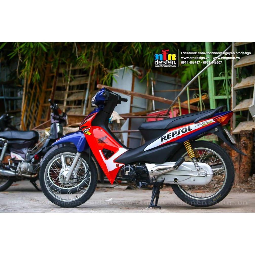 Bi Decal Tem Rời Dán Xe Wave A 100 Mẫu Repsol Cam Xanh