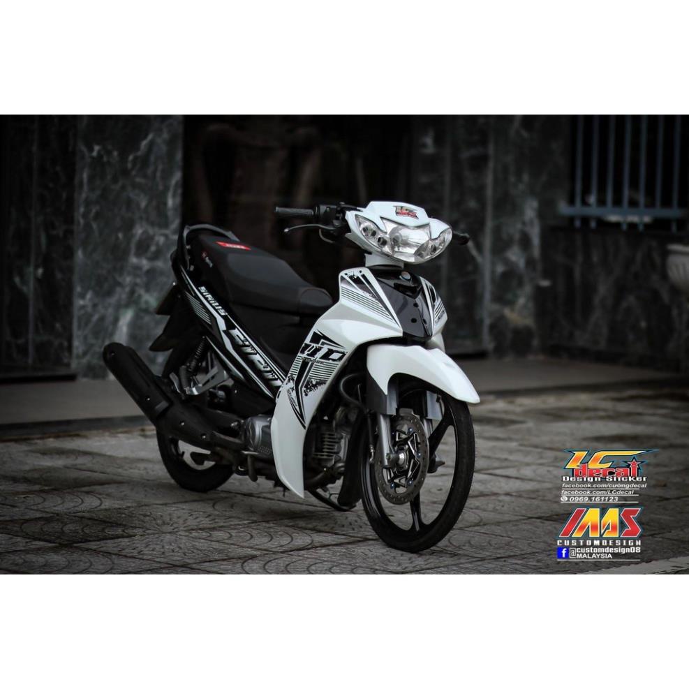 Bi Decal TEM RỜI mẫu Sirius 110 trắng đen siêu ngầu - không phai màu