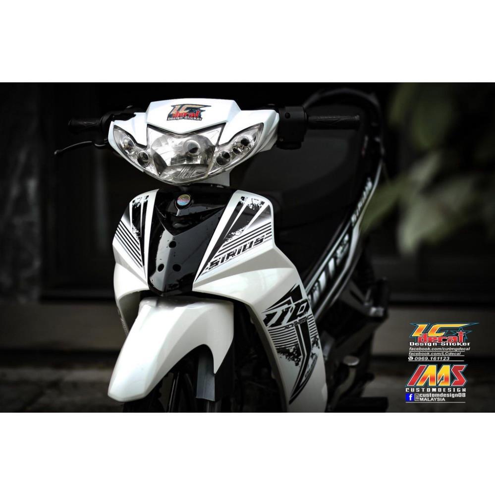 Bi Decal TEM RỜI mẫu Sirius 110 trắng đen siêu ngầu - không phai màu