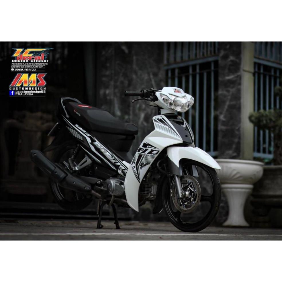 Bi Decal TEM RỜI mẫu Sirius 110 trắng đen siêu ngầu - không phai màu