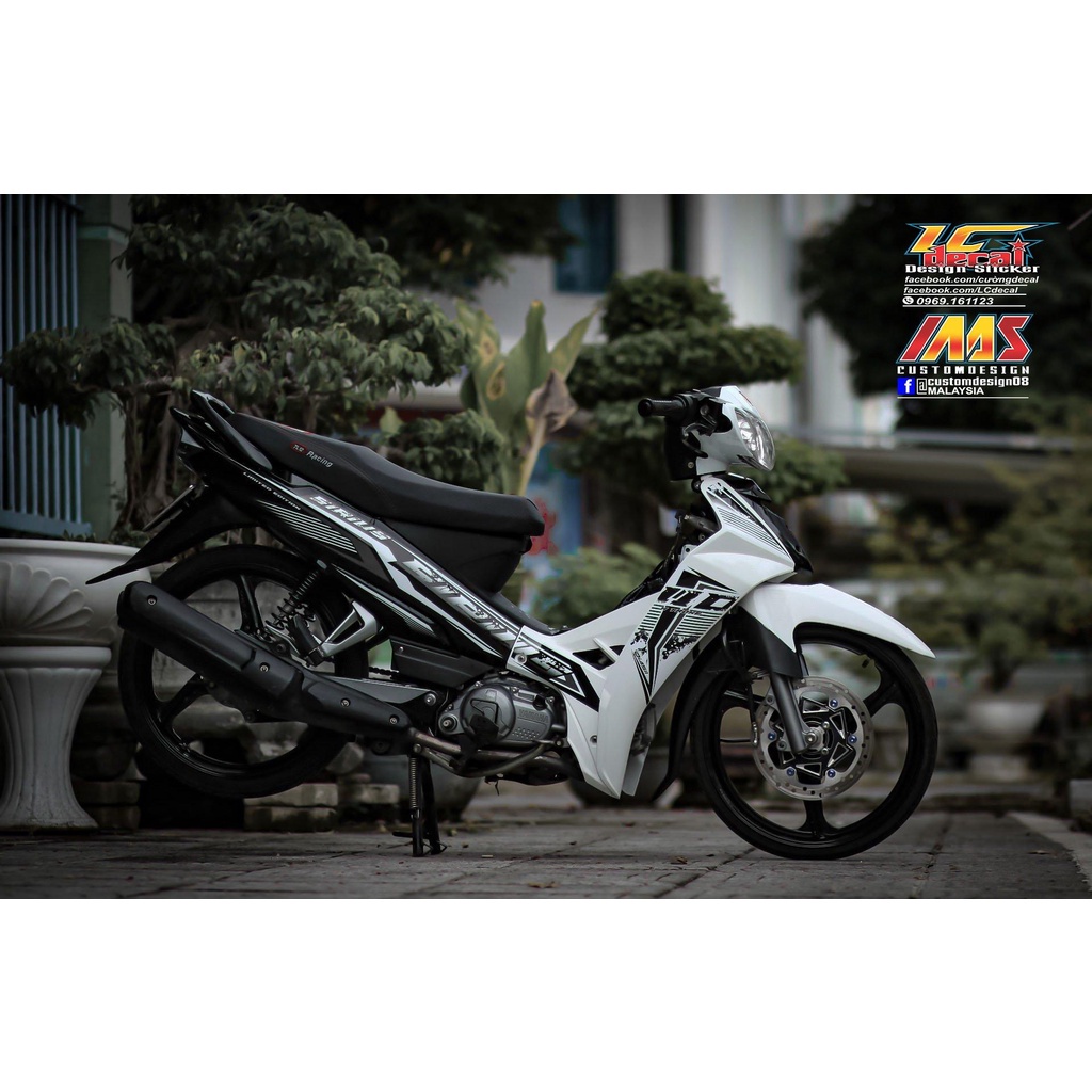 Bi Decal TEM RỜI mẫu Sirius 110 trắng đen siêu ngầu - không phai màu