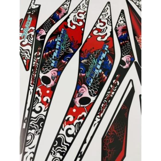 Bi Decal Tem rời Sonic xe đen - mẫu Cá chép đỏ