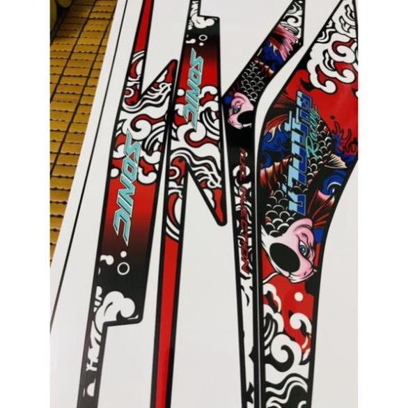 Bi Decal Tem rời Sonic xe đen - mẫu Cá chép đỏ