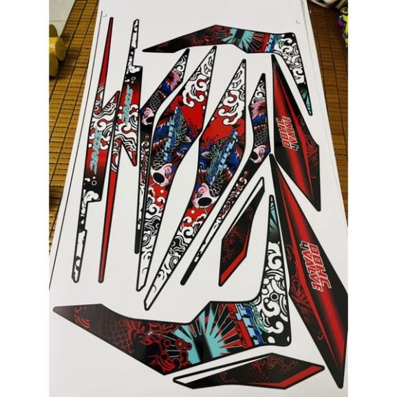 Bi Decal Tem rời Sonic xe đen - mẫu Cá chép đỏ