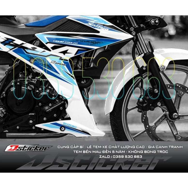 Bi Decal Tem rời Satria xe trắng - tem Xanh GP hot 2021