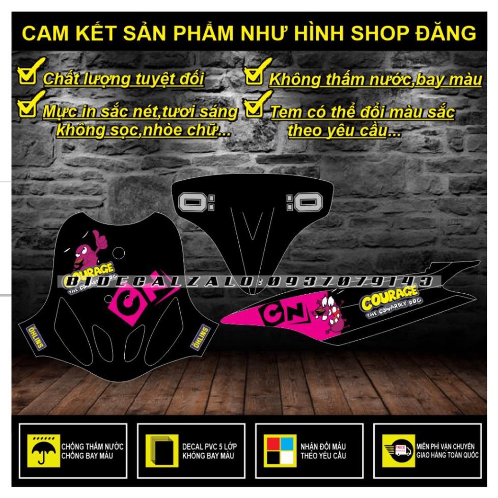 TEM RỜI MIO ĐỜI ĐẦU MẪU CHÓ NHÚT NHÁT HỒNG ĐEN - BI DECAL