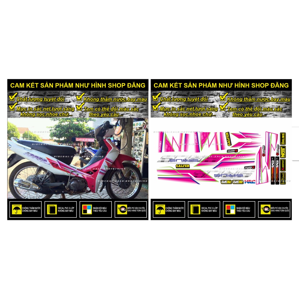 TEM RỜI SIRIUS MẪU CHỈ PHỐI TRẮNG HỒNG - BI DECAL