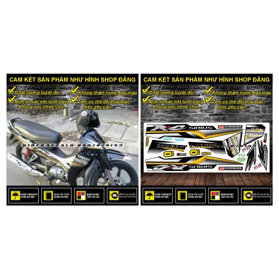 TEM RỜI SIRIUS RC CHẾ MẪU TRẮNG ĐEN - BI DECAL