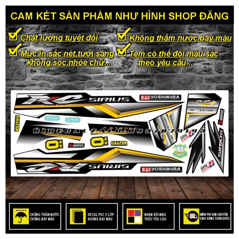 TEM RỜI SIRIUS RC CHẾ MẪU TRẮNG ĐEN - BI DECAL