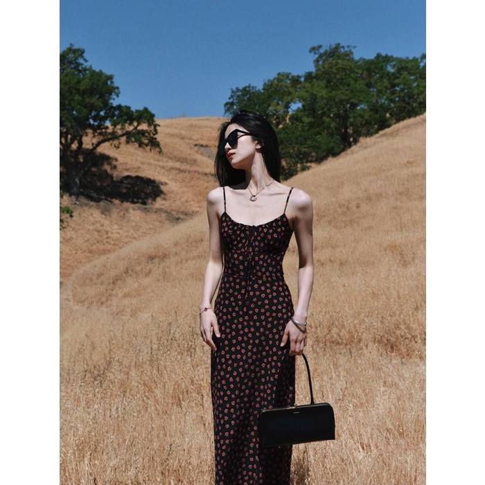 Đầm Hai Dây Họa Tiết Hoa Phong Cách Pháp Ngọt Ngào Thời Trang Năm Mới