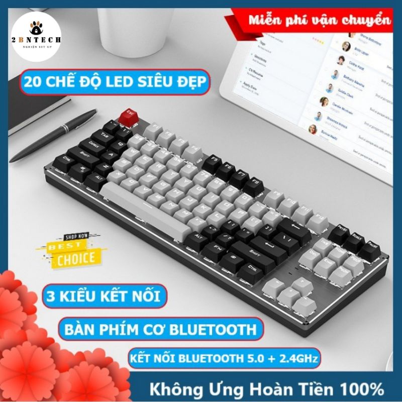 Bàn Phím Cơ Bluetooth Không Dây Pin Sạc K950 PRO Nâng Cấp 2023 FULL LED Blue Switch cho máy tính pc laptop điện thoại