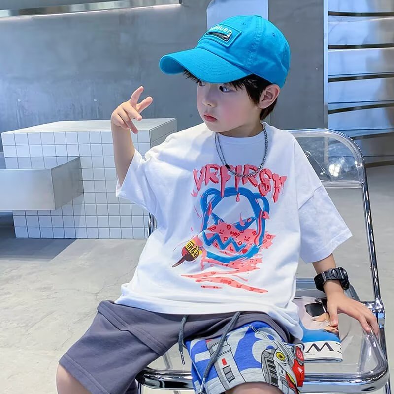 Của Nam Giới【Xu Hướng Harajuku Năm Điểm Tay Áo Nghệ Thuật Quần Áo Trẻ Em Lười Bán Chạy Kiểu Thẳng MớiTÁo Sơ Mi Thời Tran