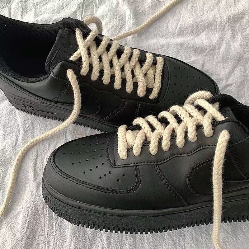 Dây Giày Bằng Vải Lanh Cotton Màu Đen / Trắng Họa Tiết Hoa Cho Air Force One AF1