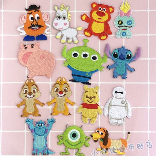 Miếng Dán Trang Trí Quần Áo Tự Dính Hình Gấu Pooh / Stitch Ba Mắt Hoạt Hình Disney 3M