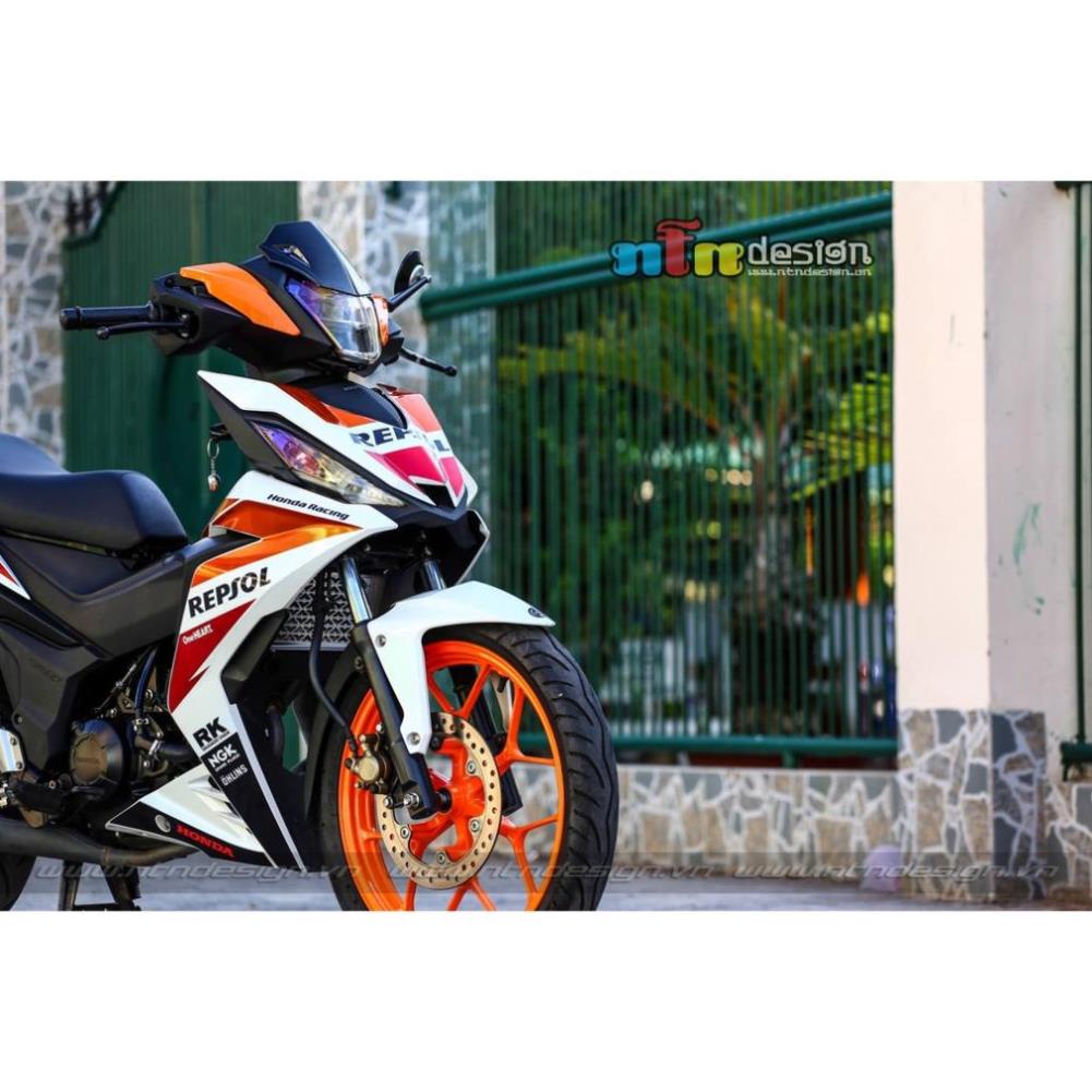 Bi Decal Tem Rời Dán Xe Winner V1 Mẫu Repsol Trắng Cam