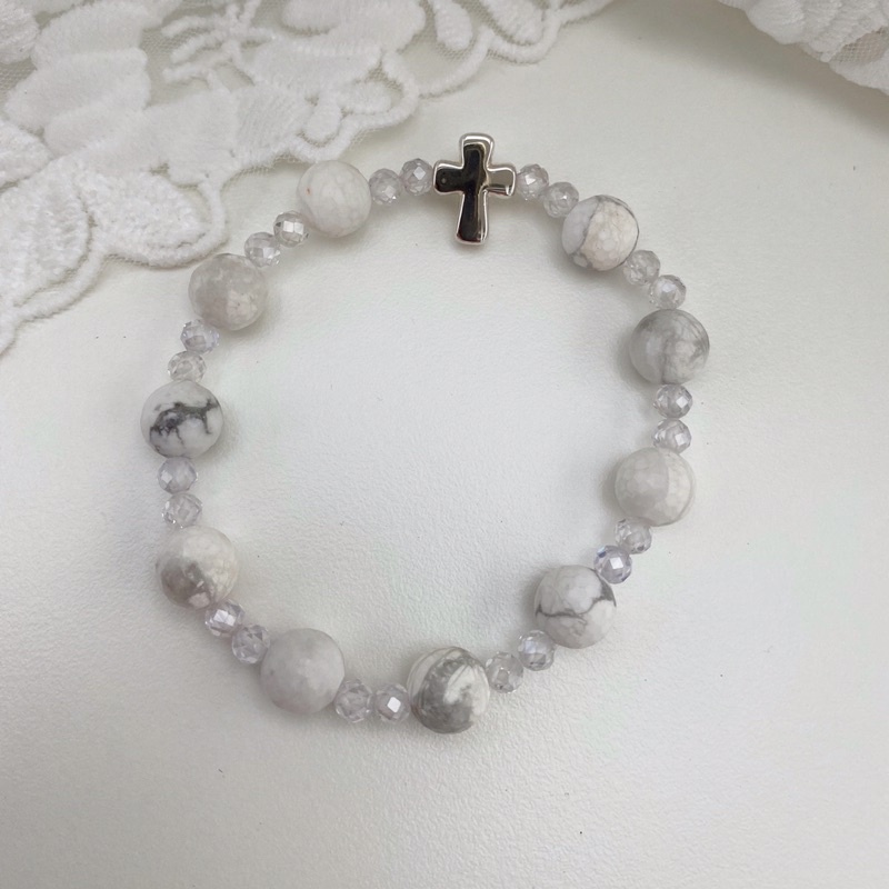 Chuỗi Mân Côi vòng tay hạt đá vân mây Thánh Giá trang sức bạc S925 KimKimRosa jewelry Rosary bracelet sterling silver