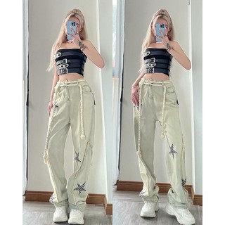Áo vây 4 belt + quần jean sao ống suông