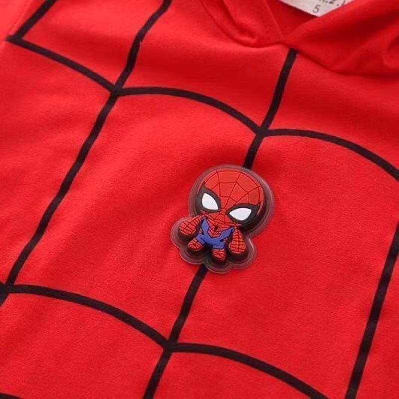 Áo siêu nhân cộc tay có mũ đèn nhấp nháy bé trai