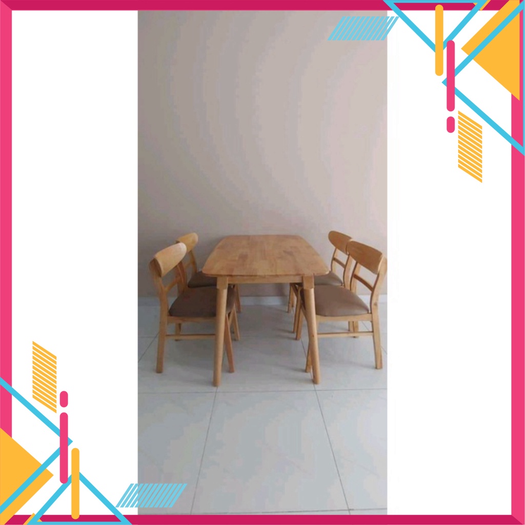 Bàn ăn 4 ghế mango gỗ tự nhiên, ghế lót niệm da chắc chắn, sang trọng hiện đại - Nội Thất Ngọc Mai | BigBuy360 - bigbuy360.vn