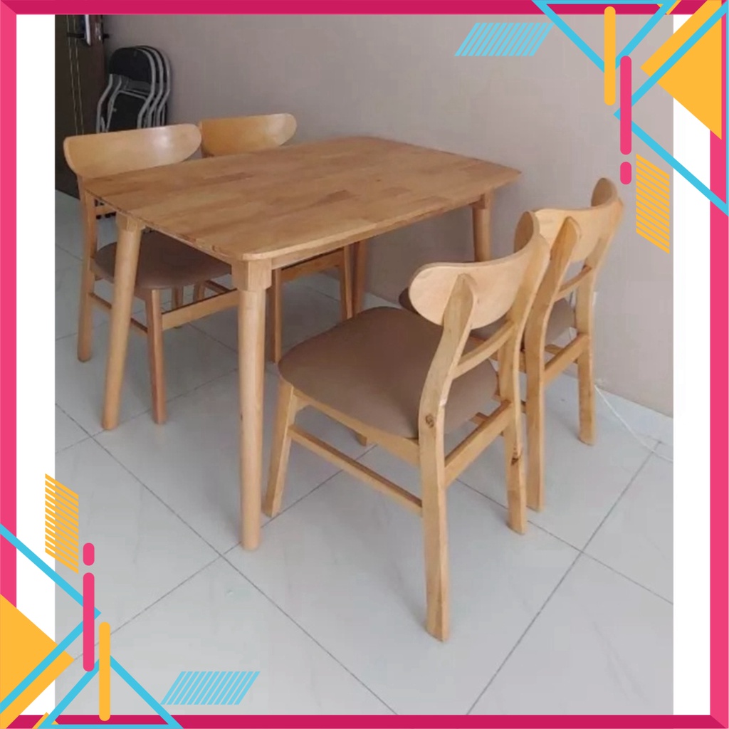 Bàn ăn 4 ghế mango gỗ tự nhiên, ghế lót niệm da chắc chắn, sang trọng hiện đại - Nội Thất Ngọc Mai | BigBuy360 - bigbuy360.vn