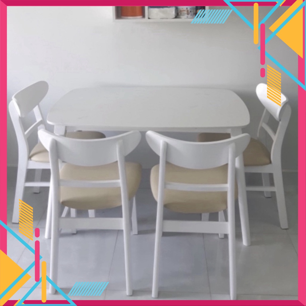 Bàn ăn 4 ghế mango gỗ tự nhiên, ghế lót niệm da chắc chắn, sang trọng hiện đại - Nội Thất Ngọc Mai