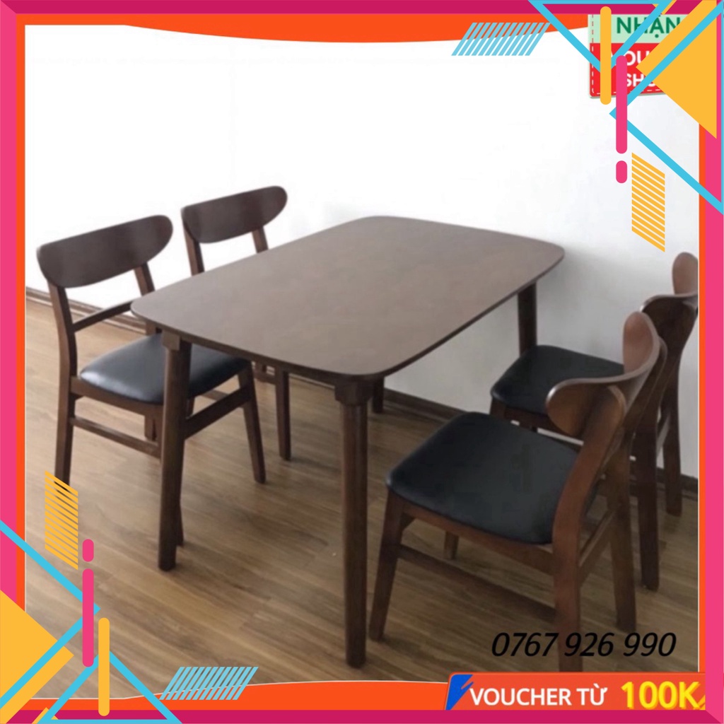Bàn ăn 4 ghế mango gỗ tự nhiên, ghế lót niệm da chắc chắn, sang trọng hiện đại - Nội Thất Ngọc Mai | BigBuy360 - bigbuy360.vn