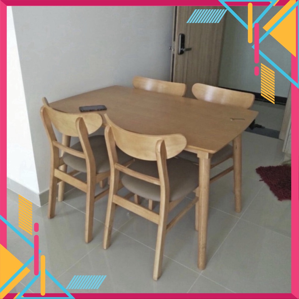 Bàn ăn 4 ghế mango gỗ tự nhiên, ghế lót niệm da chắc chắn, sang trọng hiện đại - Nội Thất Ngọc Mai | BigBuy360 - bigbuy360.vn