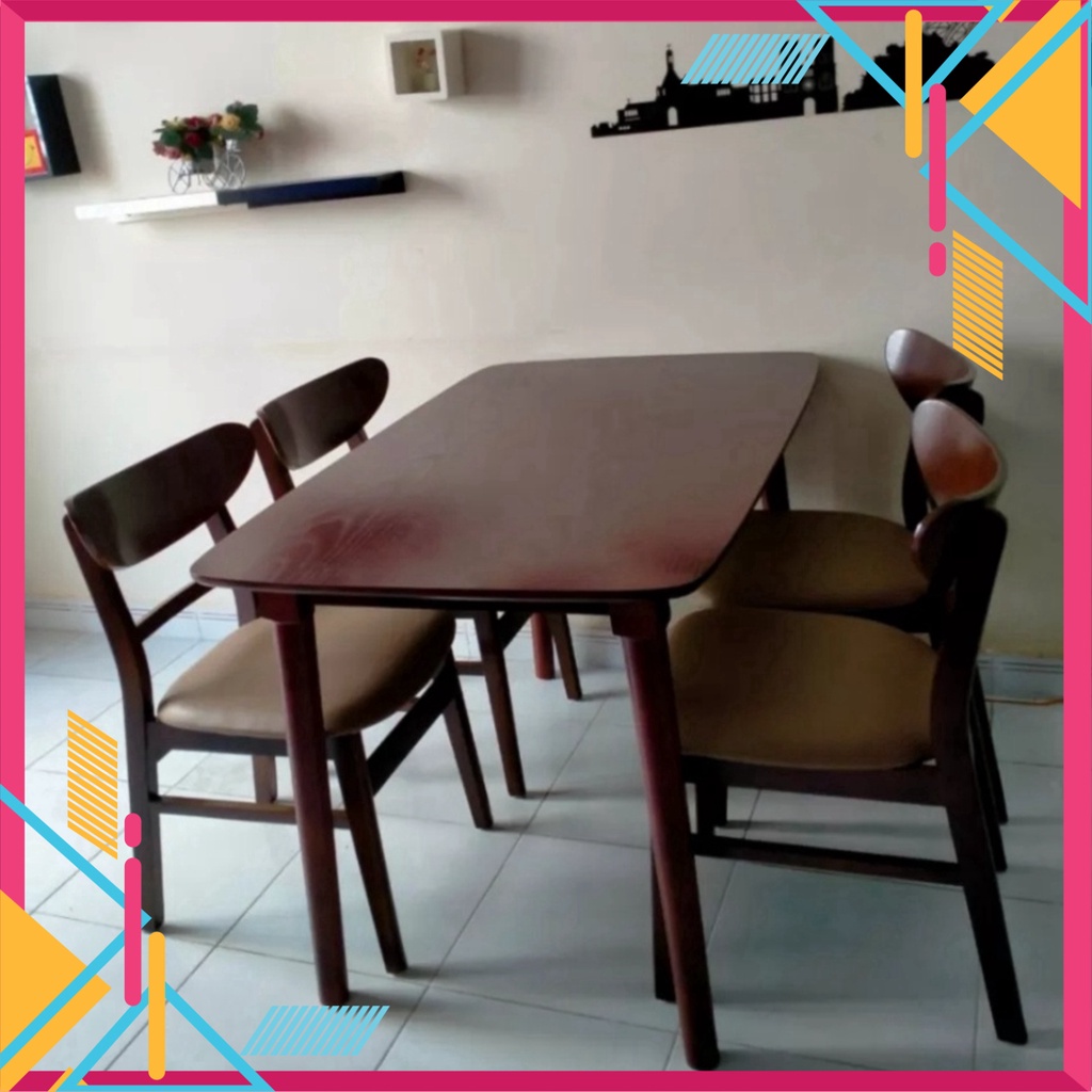 Bàn ăn 4 ghế mango gỗ tự nhiên, ghế lót niệm da chắc chắn, sang trọng hiện đại - Nội Thất Ngọc Mai | BigBuy360 - bigbuy360.vn