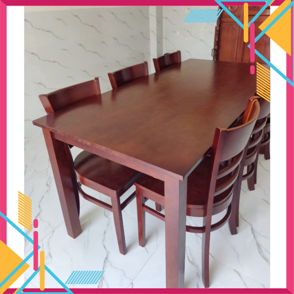 Bàn Ăn Cơm Gia Đình 6 ghế gỗ cau su tự nhiên CHÍNH HÃNG - BẢO HÀNH 12 THÁNG - Nội Thất Ngọc Mai | BigBuy360 - bigbuy360.vn