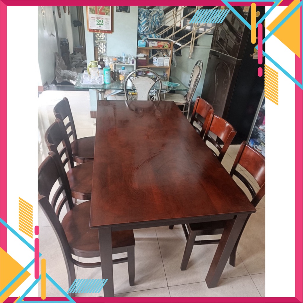 Bàn Ăn Cơm Gia Đình 6 ghế gỗ cau su tự nhiên CHÍNH HÃNG - BẢO HÀNH 12 THÁNG - Nội Thất Ngọc Mai | BigBuy360 - bigbuy360.vn