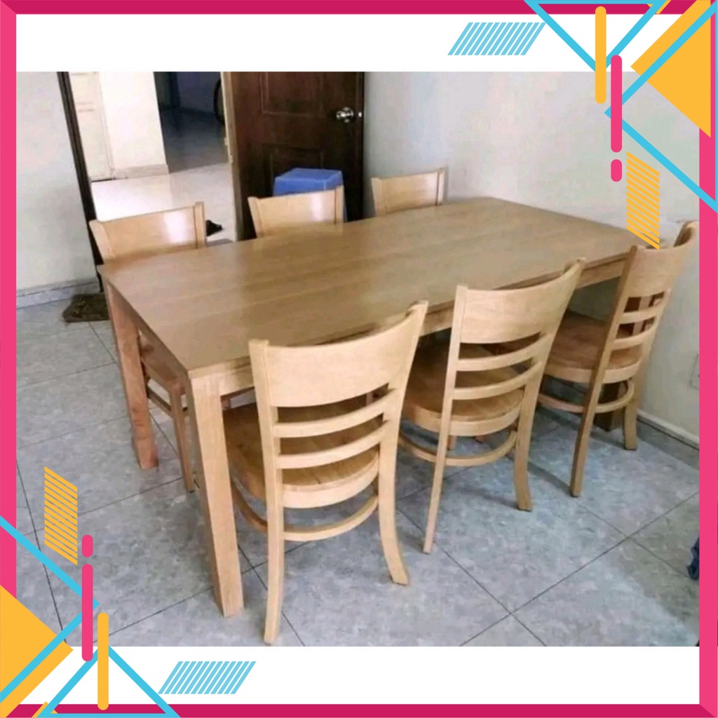 Bàn Ăn Cơm Gia Đình 6 ghế gỗ cau su tự nhiên CHÍNH HÃNG - BẢO HÀNH 12 THÁNG - Nội Thất Ngọc Mai | BigBuy360 - bigbuy360.vn