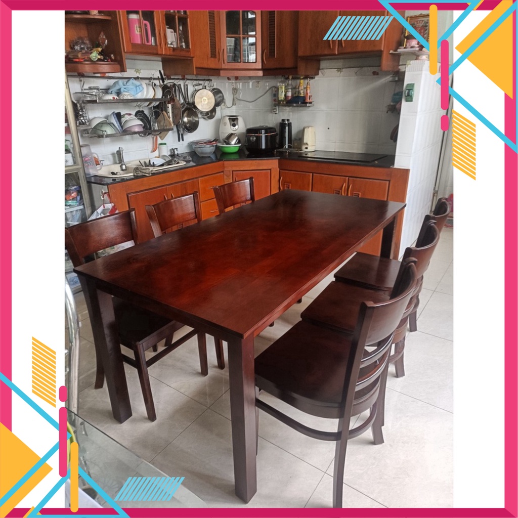 Bàn Ăn Cơm Gia Đình 6 ghế gỗ cau su tự nhiên CHÍNH HÃNG - BẢO HÀNH 12 THÁNG - Nội Thất Ngọc Mai | BigBuy360 - bigbuy360.vn