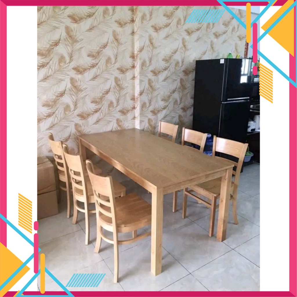 Bàn Ăn Cơm Gia Đình 6 ghế gỗ cau su tự nhiên CHÍNH HÃNG - BẢO HÀNH 12 THÁNG - Nội Thất Ngọc Mai | BigBuy360 - bigbuy360.vn