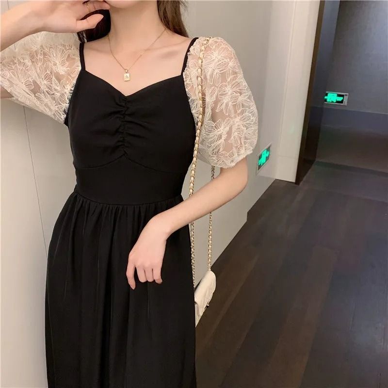 Đầm Hai Mặt Dáng Ôm Màu Đen Phong Cách Pháp Thời Trang Mùa Hè Xinh Xắn Cho Nữ