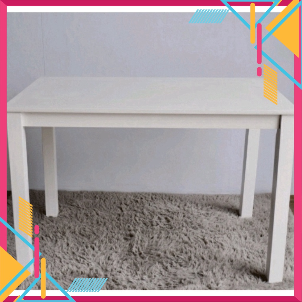 Bàn ăn 4 ghế gỗ cau su tự nhiên, bàn ăn cơm màu trắng nệm da simili - Nội Thất Ngọc Mai | BigBuy360 - bigbuy360.vn