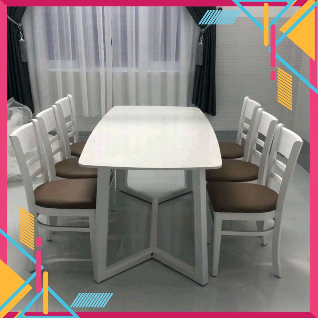 Bàn ăn cơm 6 ghế cabin gỗ, bàn đá nhân tạo vân mây loại 1 hiện đại, sang trọng - Nội Thất Ngọc Mai | BigBuy360 - bigbuy360.vn