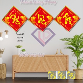 Tranh đính đá phúc lộc thọ d9847 153x51 cm