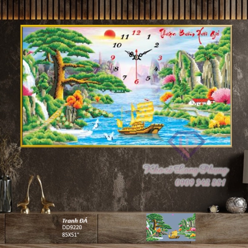 (Kho sỉ)Tranh đính đá Thuận Buồm xuôi gió D9220 85x51 cm ( chưa đính)