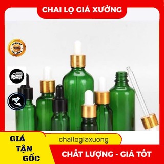 Lọ Chiết Serum ❈ GIÁ XƯỞNG ❈ [100ml] Lọ đựng tinh dầu Xanh lá chiết serum Khoen Vàng,Đen,Bạc Lọ thủy tinh .