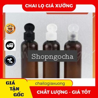 Chai nhựa nắp bật ❈ giá xưởng ❈ chai nhựa pet nâu tròn nắp bật 30ml,50ml,100ml, phụ kiện du lịch