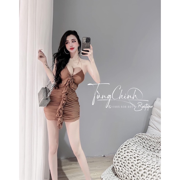 Đầm Body 2 Dây Chất Gân Rút Bèo Có Mút Ngực Nữ Tính Sang Chảnh Thời Trang Nữ Nine Clothing