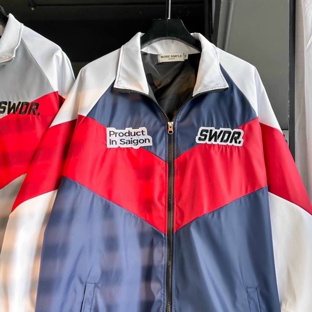 Áo Khoác Nữ Unisex Phối Ba Màu Viền V Khoá Zip  Phong Cách Hot Trend