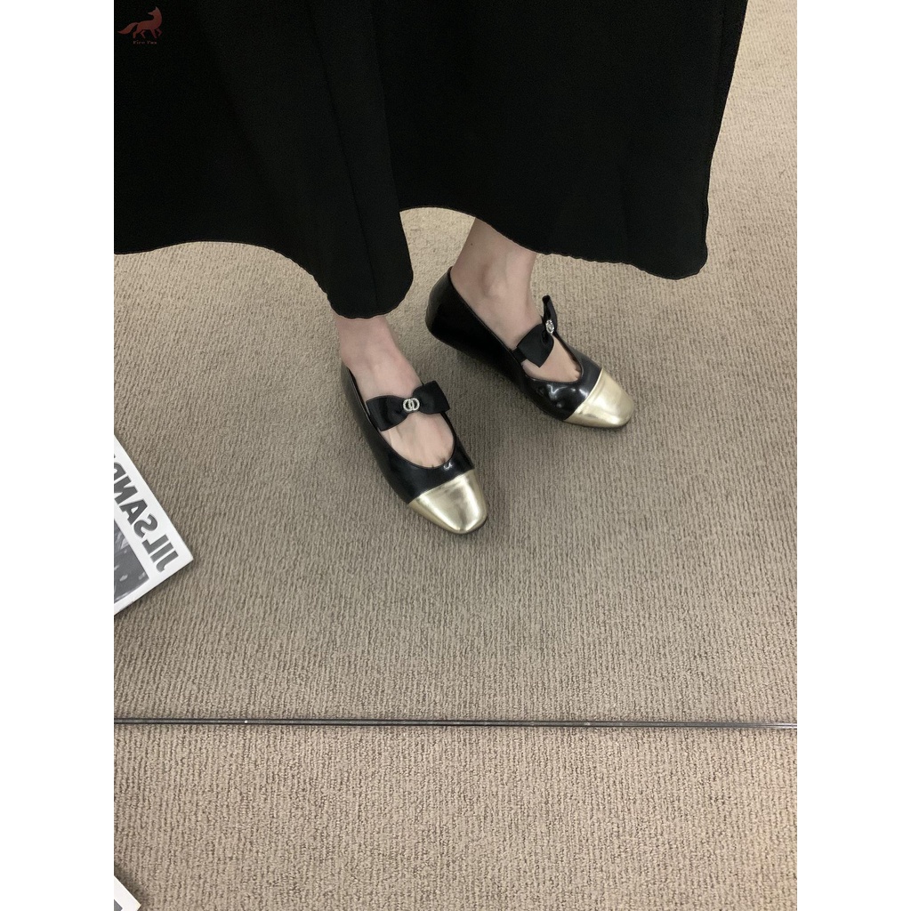 M▼◇▪Giày nữ mũi vuông đế bệt mẫu mới 2023