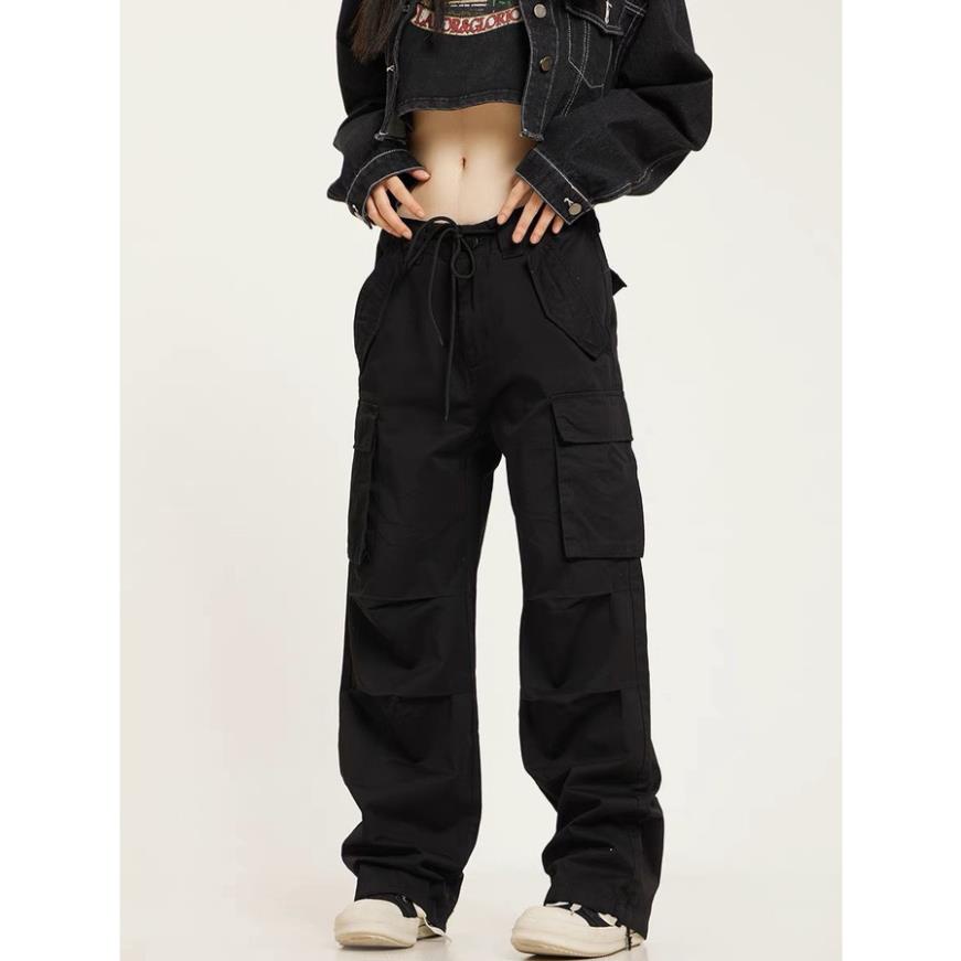 Đc Quần kaki túi hộp ống rộng Cargo Pants, phối dây rút eo, form unisex nam nữ - Yoshop oke | BigBuy360 - bigbuy360.vn