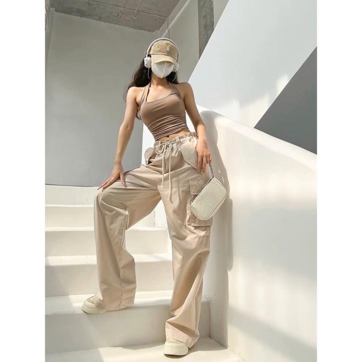 Đc Quần kaki túi hộp ống rộng Cargo Pants, phối dây rút eo, form unisex nam nữ - Yoshop oke | BigBuy360 - bigbuy360.vn