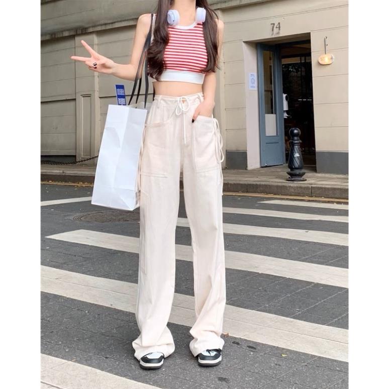 Đc Quần Kaki túi hộp Cargo Pants, lưng cao phối dây, tui rộng, form unisex nam nữ - Yoshop oke | BigBuy360 - bigbuy360.vn